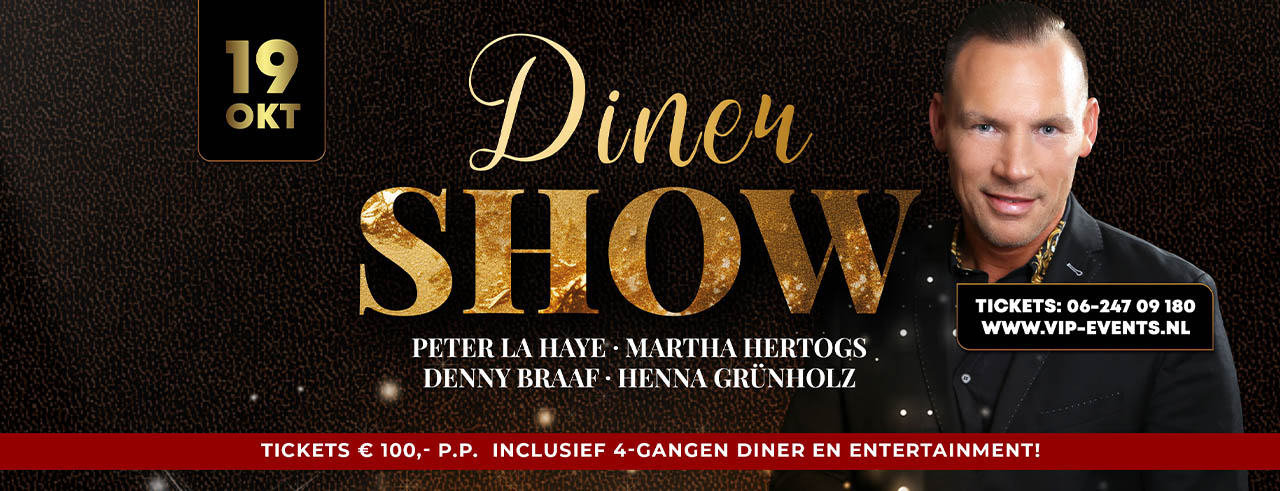 Banner VVIP Events presenteert een nieuwe dinershow op 19 oktober 2025